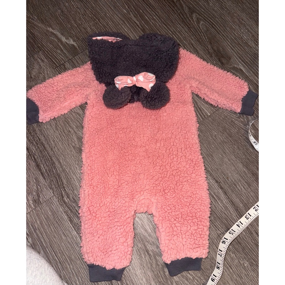 Disney Baby Minnie Mouse Hooded Sherpa Fleece Romper Pram - Picture 2 of 4